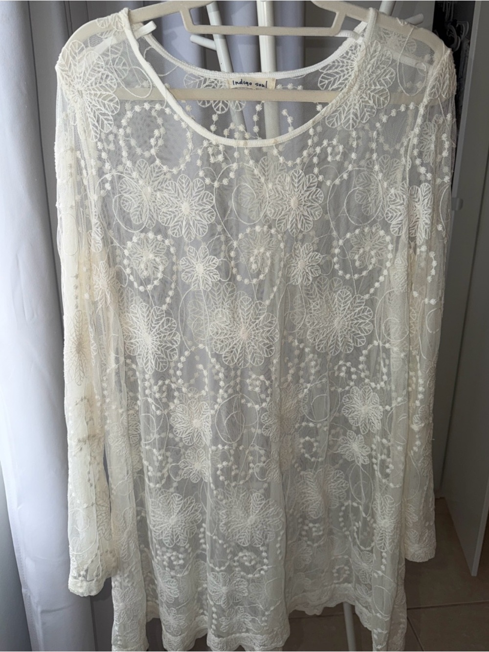 indigo soul Ivory Embroidered Lace Tunic